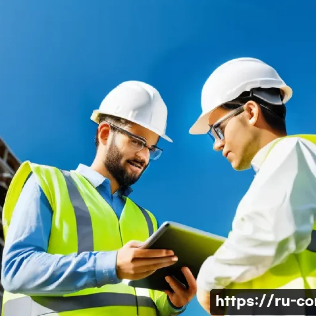 건축 공정 관리 방법 - A modern construction site with a diverse team of engineers and workers wearing safety gear and high...