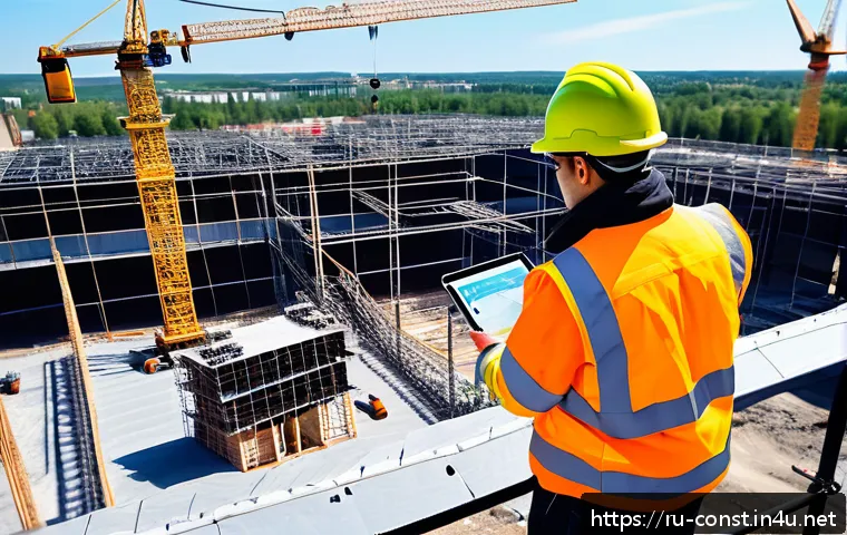 건설 현장 안전 관리 사례 - A high-tech construction site scene featuring a drone equipped with high-resolution cameras and ther...